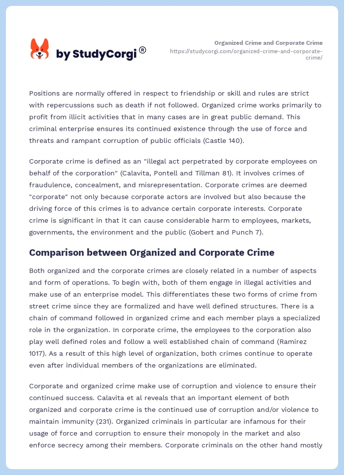Organized Crime and Corporate Crime. Page 2
