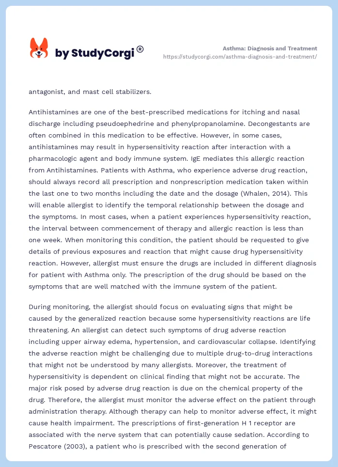 college essay about asthma