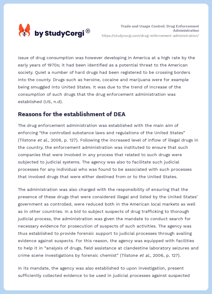 Trade and Usage Control: Drug Enforcement Administration. Page 2