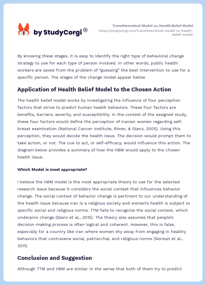 Transtheoretical Model vs. Health Belief Model. Page 2