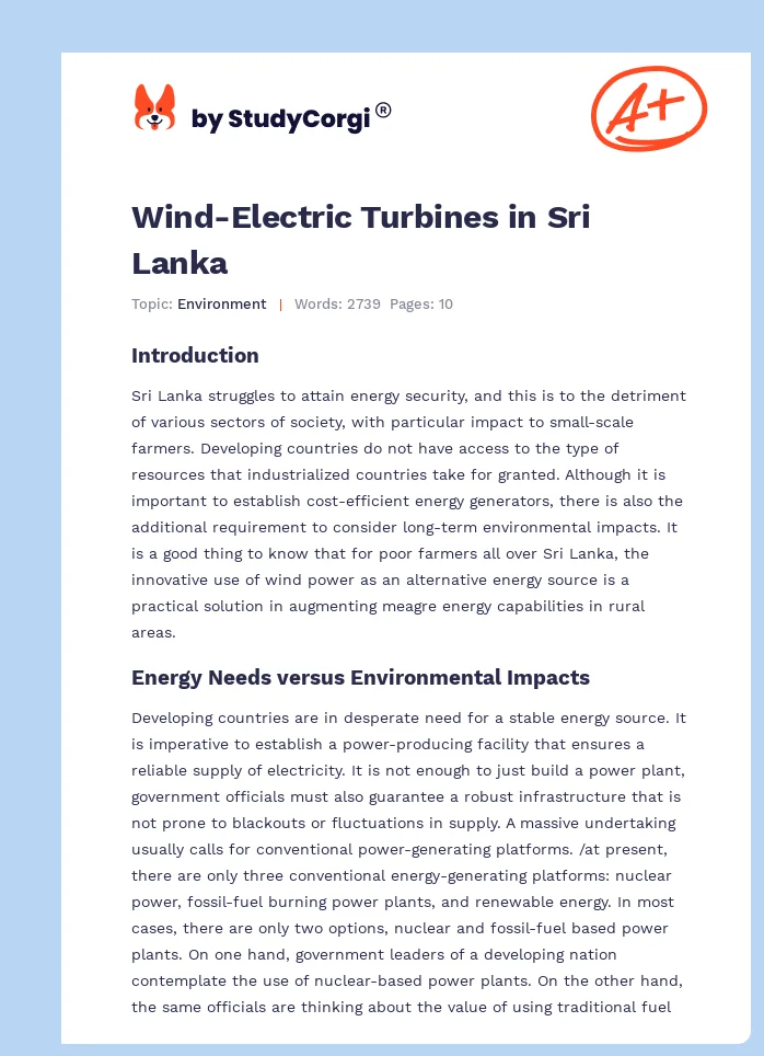 Wind-Electric Turbines in Sri Lanka. Page 1