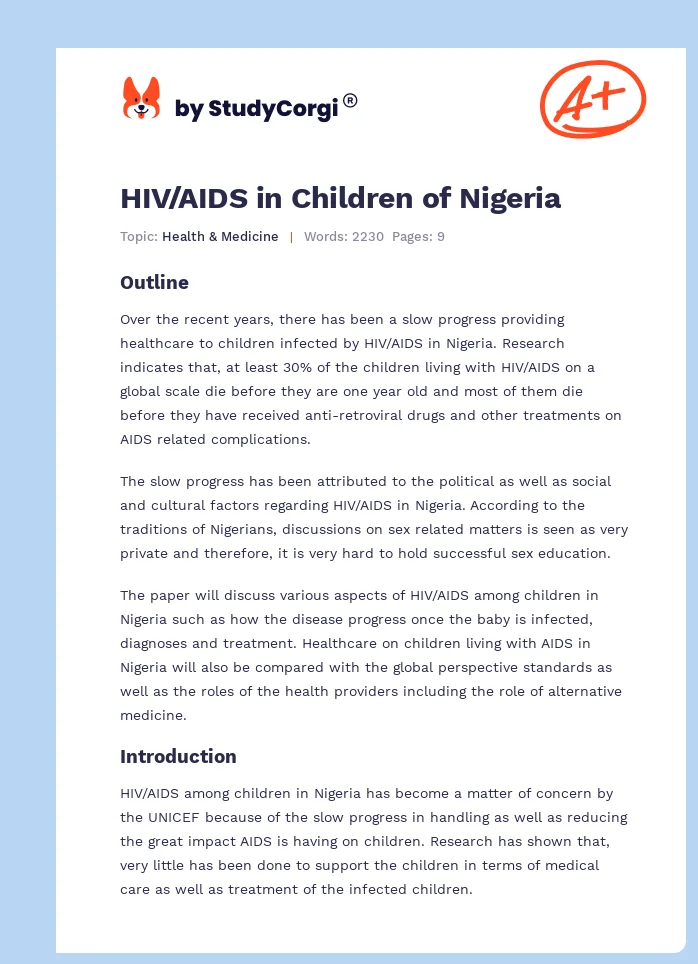 HIV/AIDS in Children of Nigeria. Page 1