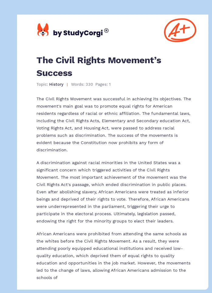 The Civil Rights Movement’s Success. Page 1