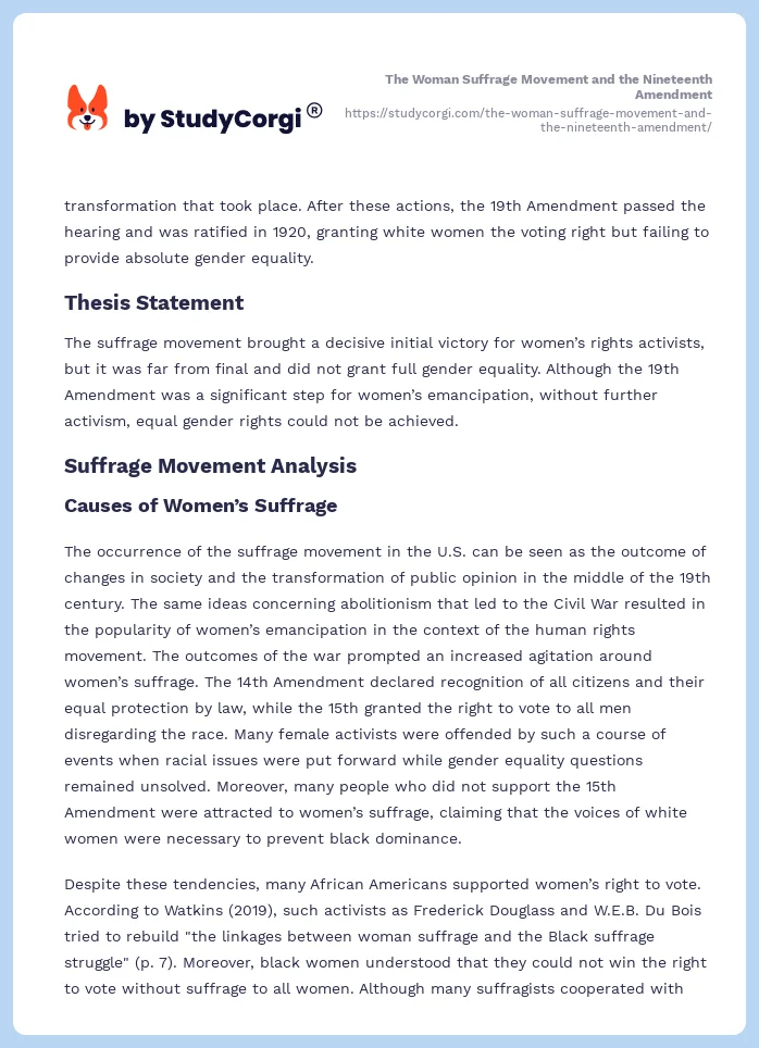 The Woman Suffrage Movement and the Nineteenth Amendment. Page 2
