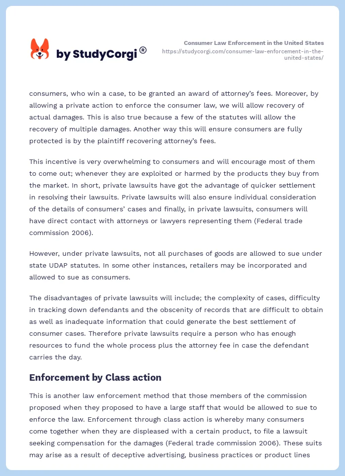 Consumer Law Enforcement in the United States. Page 2