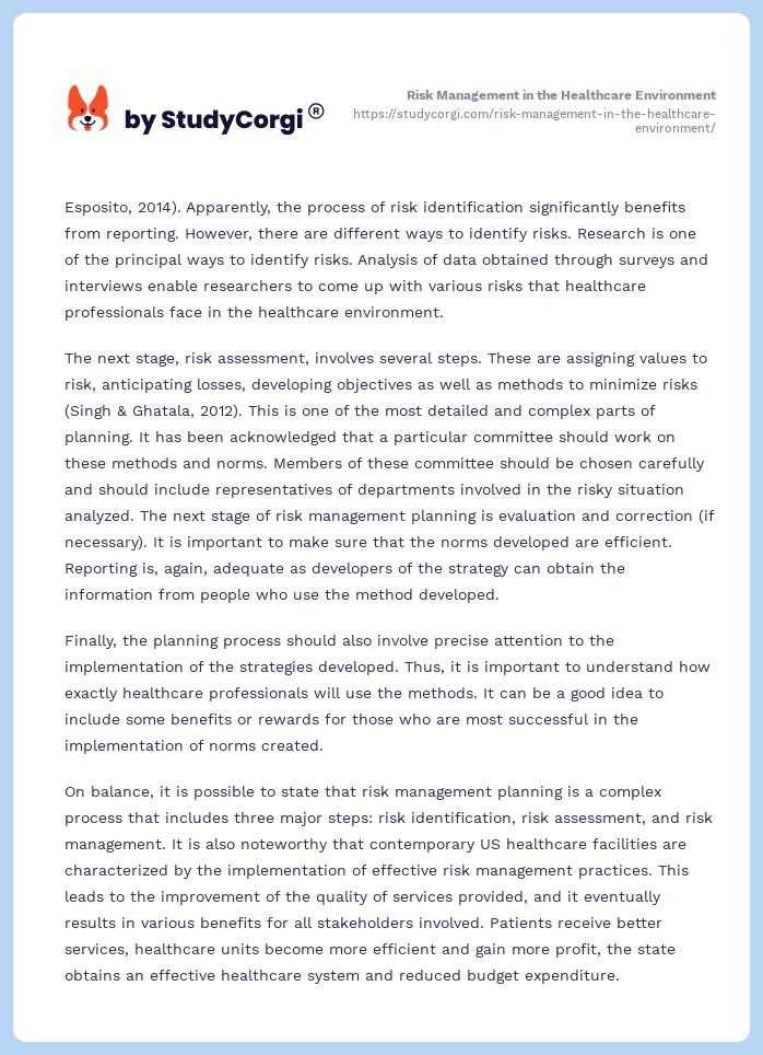 Risk Management in the Healthcare Environment. Page 2
