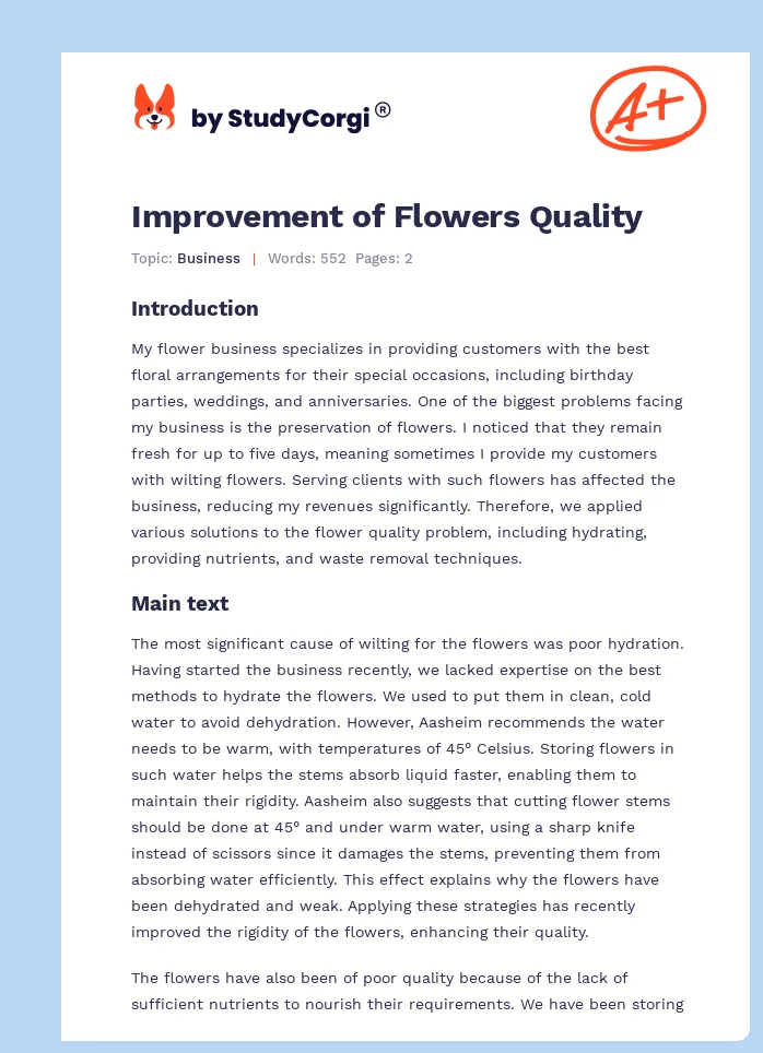 Improvement of Flowers Quality. Page 1