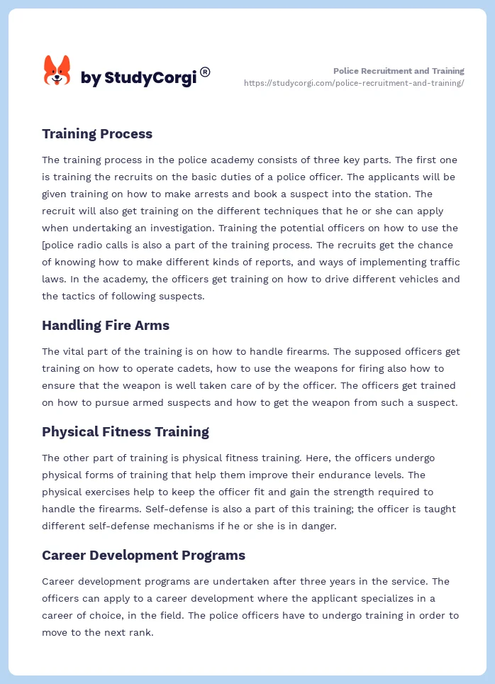 Police Recruitment and Training. Page 2