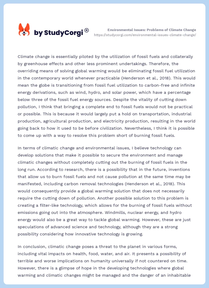 Environmental Issues: Problems of Climate Change. Page 2