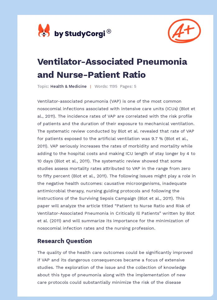 Ventilator-Associated Pneumonia and Nurse-Patient Ratio. Page 1