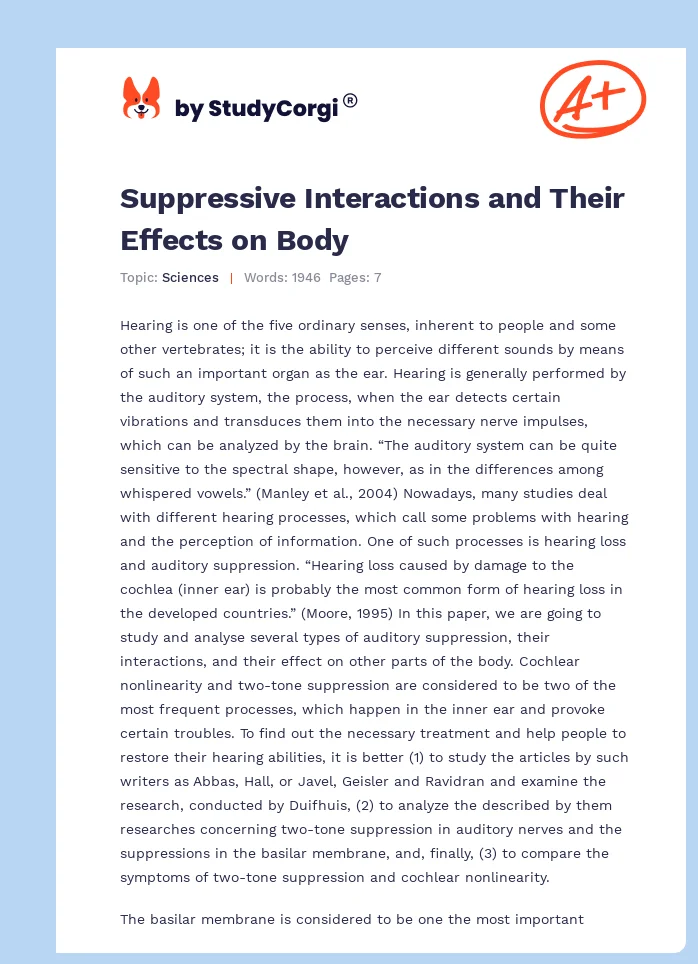 Suppressive Interactions and Their Effects on Body. Page 1