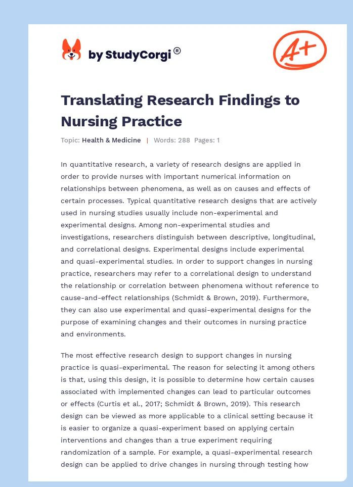 Translating Research Findings to Nursing Practice. Page 1