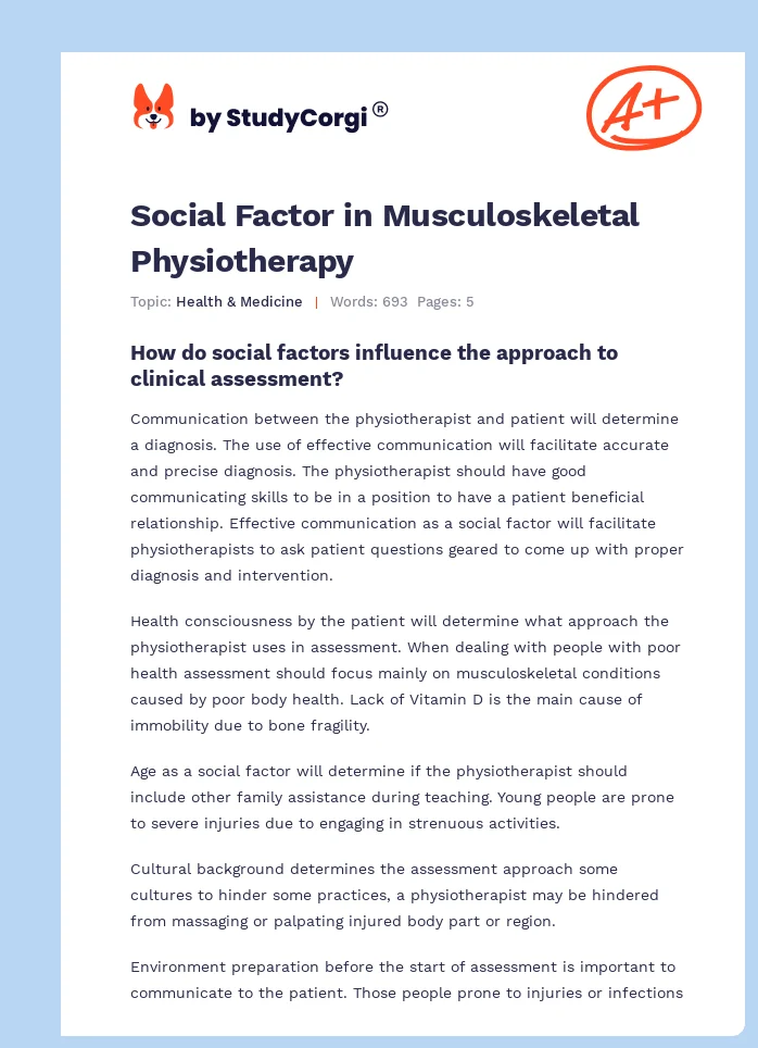 Social Factor in Musculoskeletal Physiotherapy. Page 1