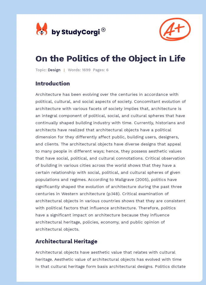 On the Politics of the Object in Life. Page 1