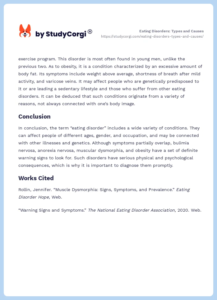 Eating Disorders: Types and Causes. Page 2