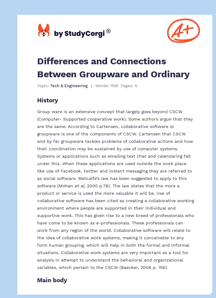 Differences and Connections Between Groupware and Ordinary. Page 1