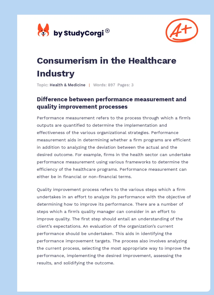 Consumerism in the Healthcare Industry. Page 1