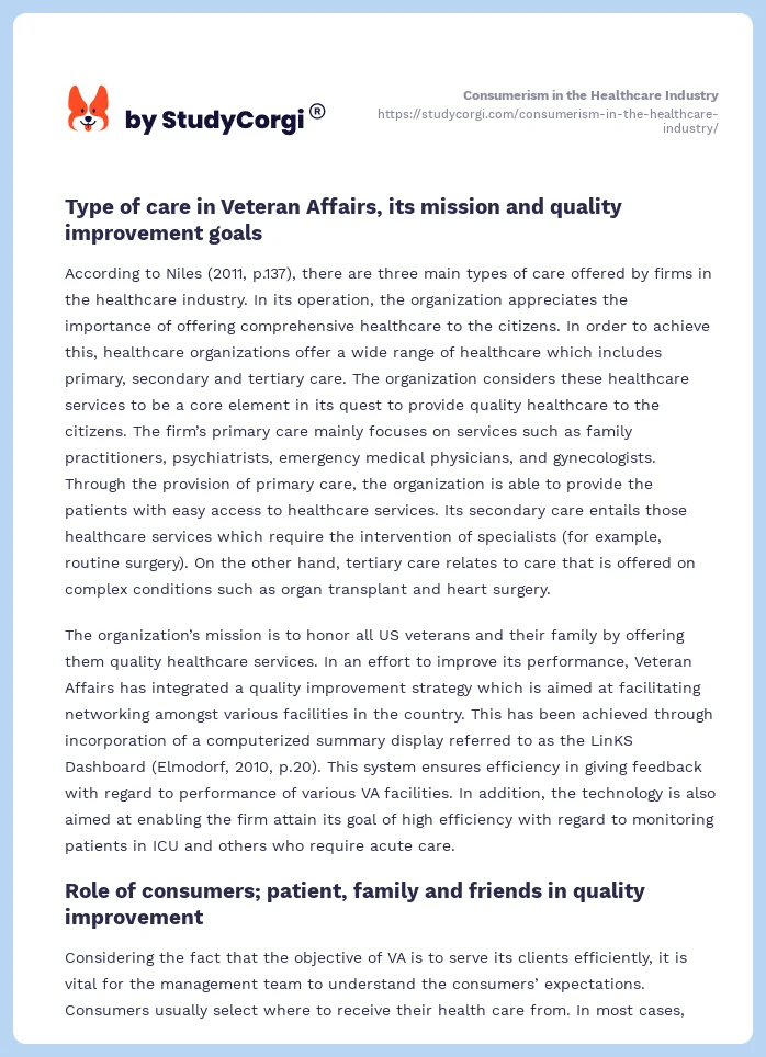Consumerism in the Healthcare Industry. Page 2