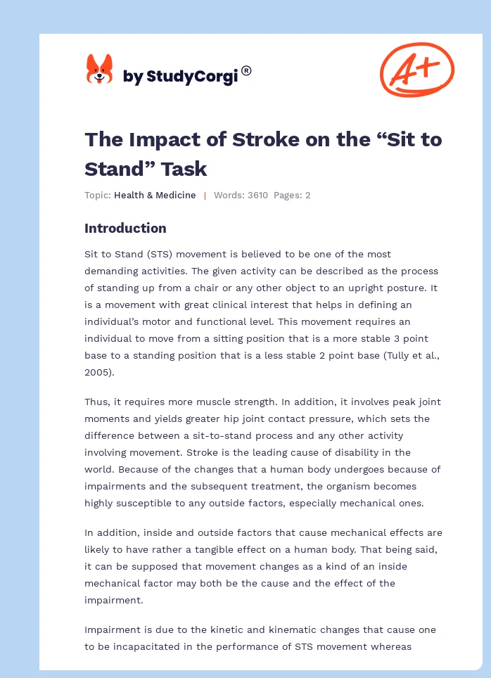 The Impact of Stroke on the “Sit to Stand” Task. Page 1