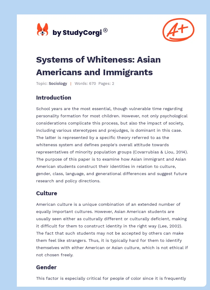 Systems of Whiteness: Asian Americans and Immigrants. Page 1