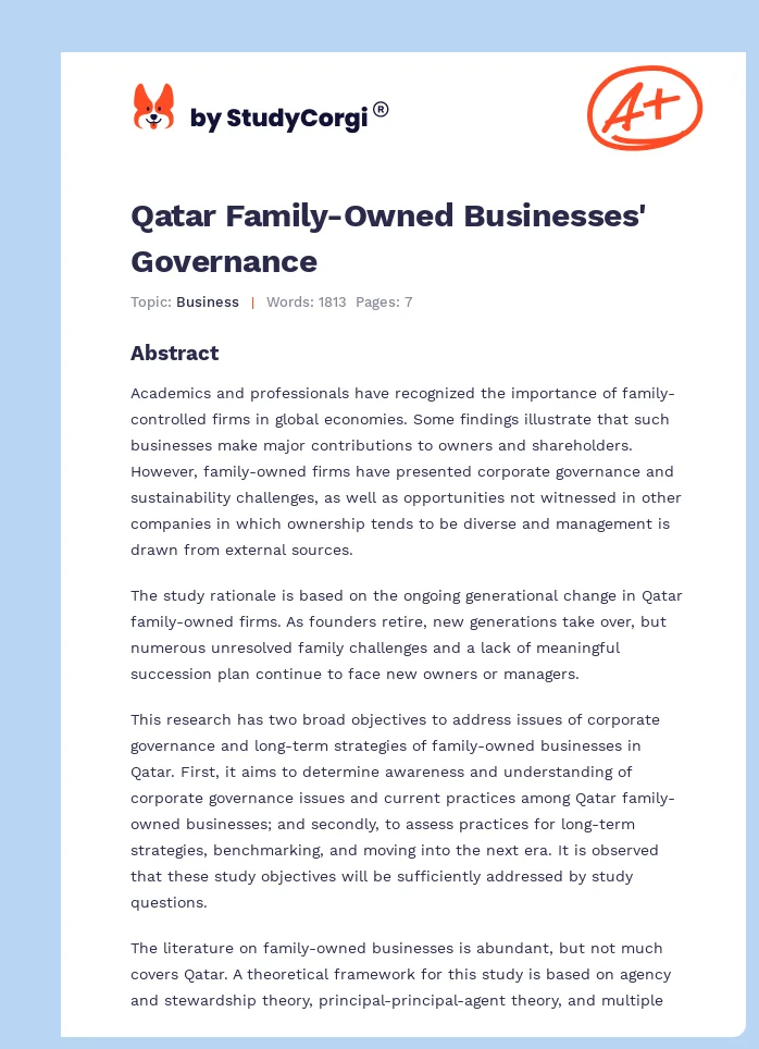 Qatar Family-Owned Businesses' Governance. Page 1