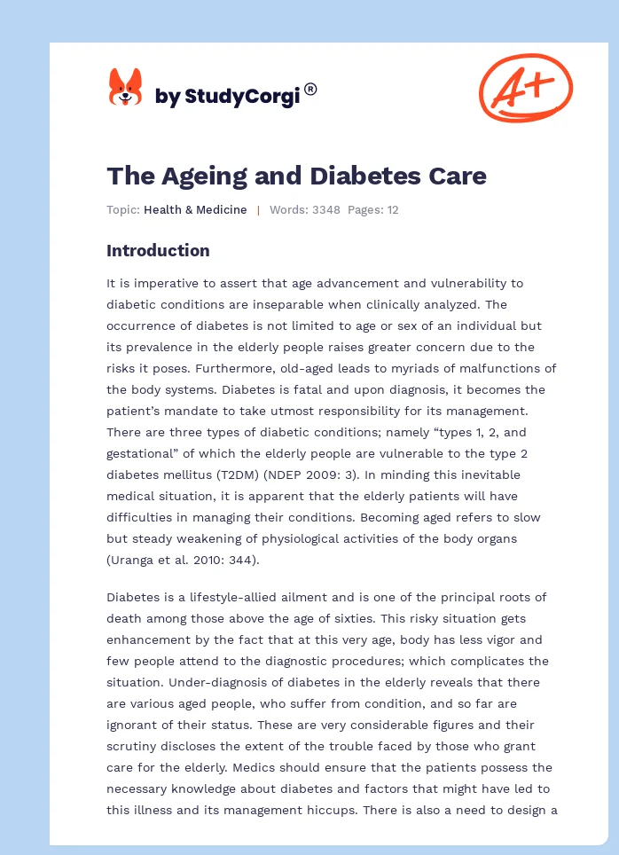 The Ageing and Diabetes Care. Page 1