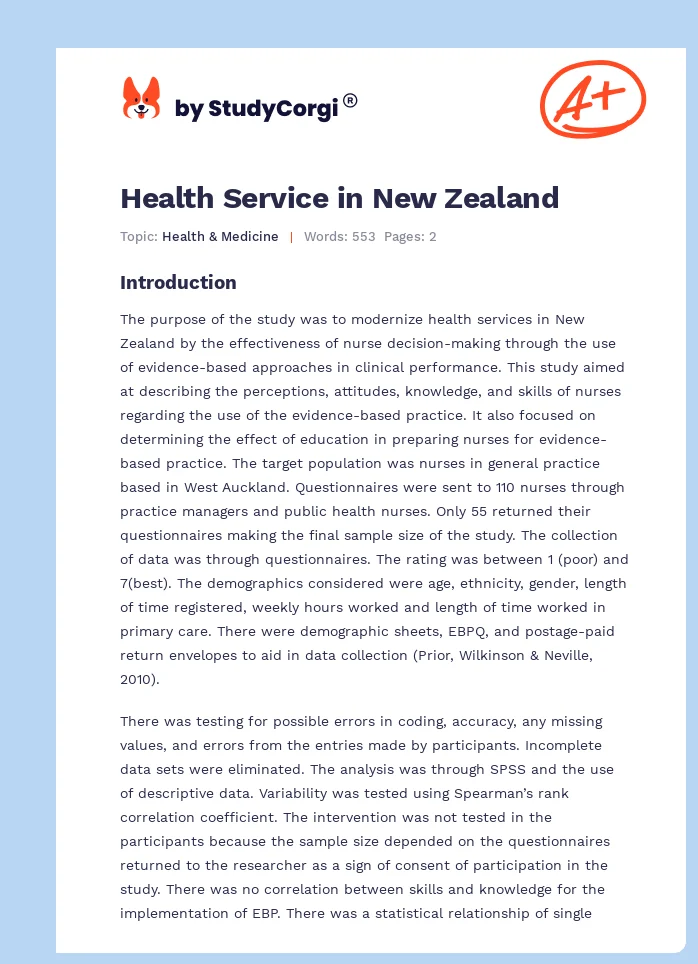 Health Service in New Zealand. Page 1