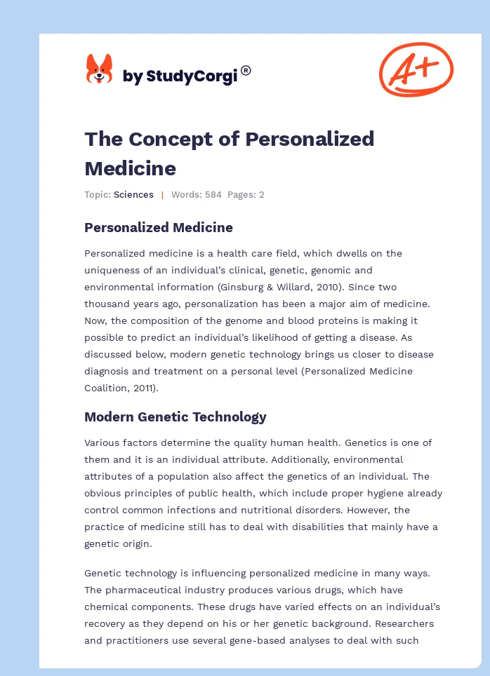 The Concept of Personalized Medicine. Page 1