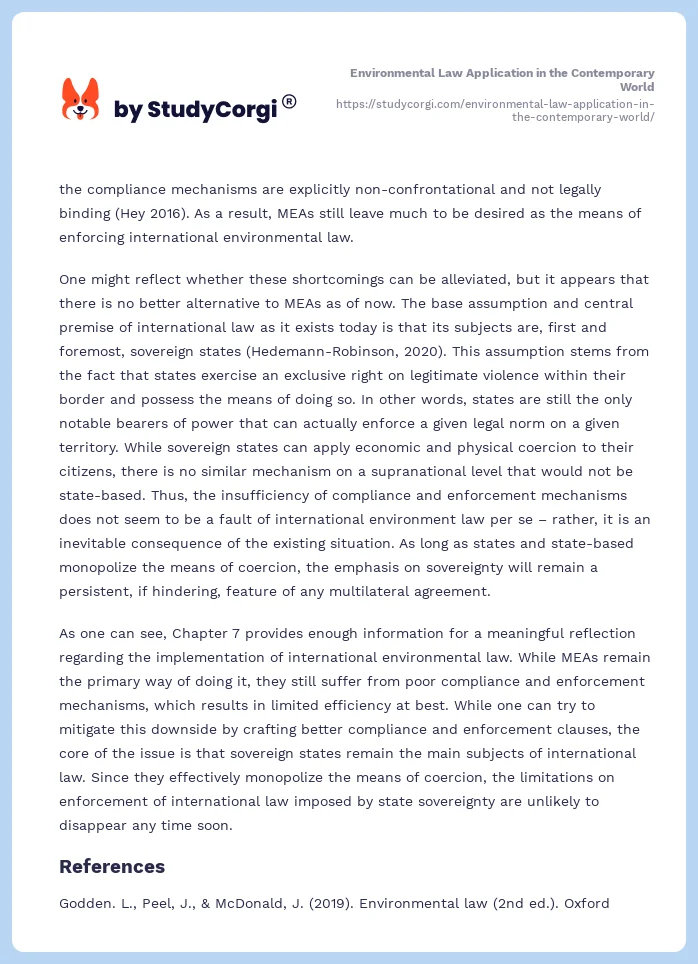 Environmental Law Application in the Contemporary World. Page 2