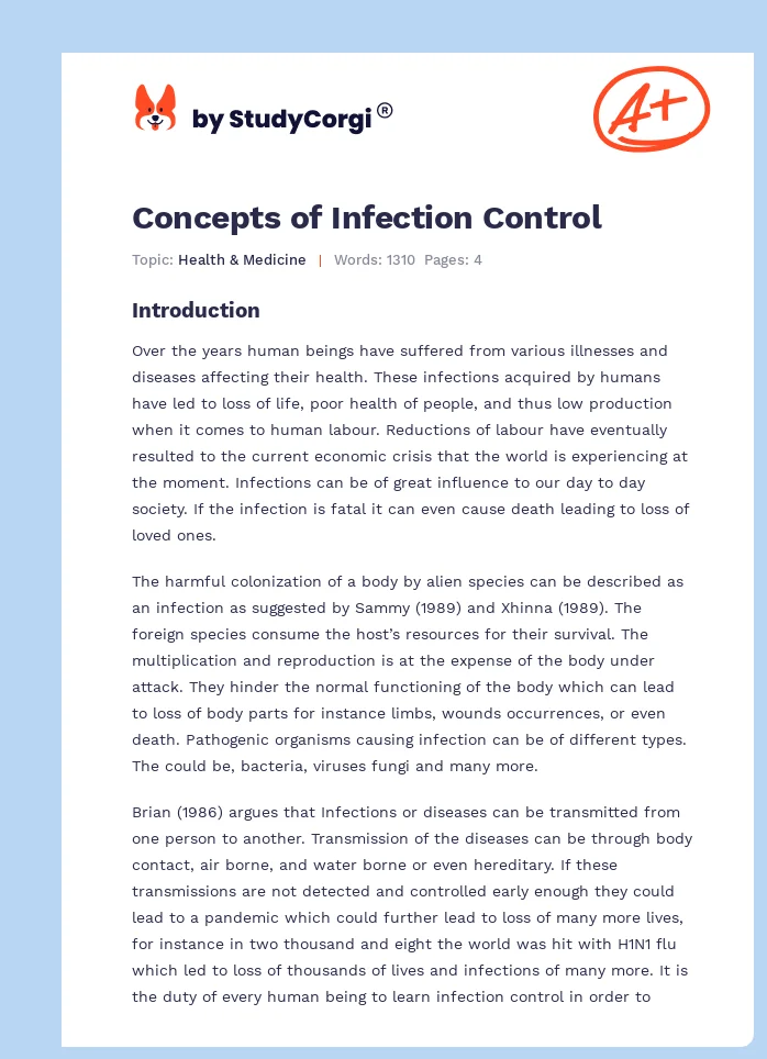 Concepts of Infection Control. Page 1
