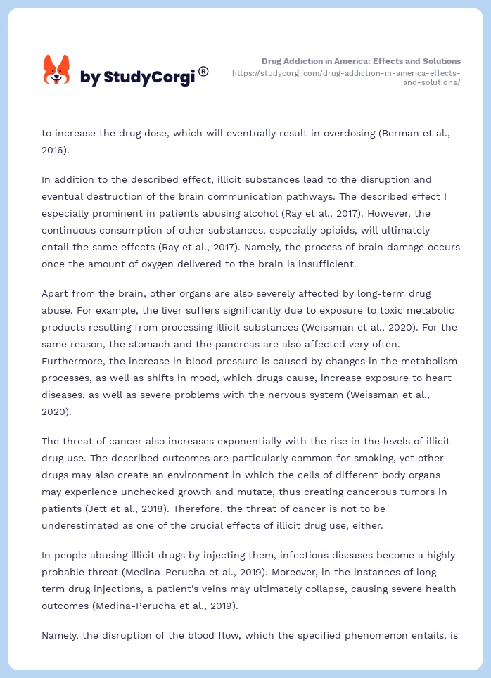 Drug Addiction in America: Effects and Solutions. Page 2