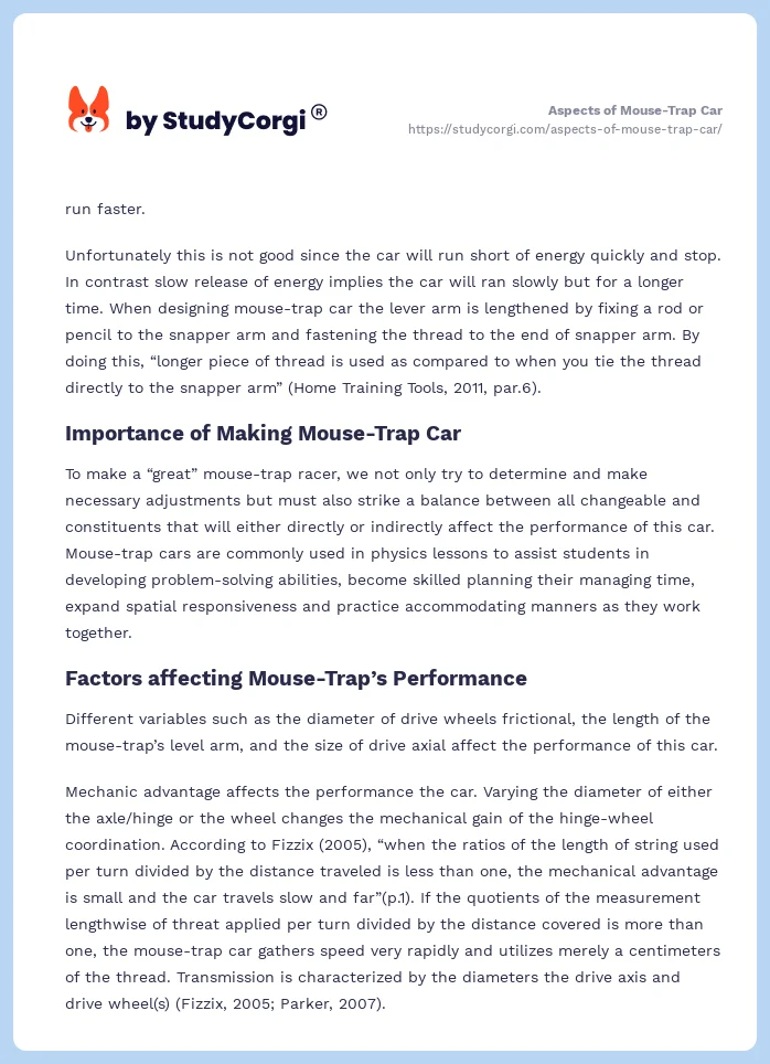 Aspects of Mouse-Trap Car. Page 2