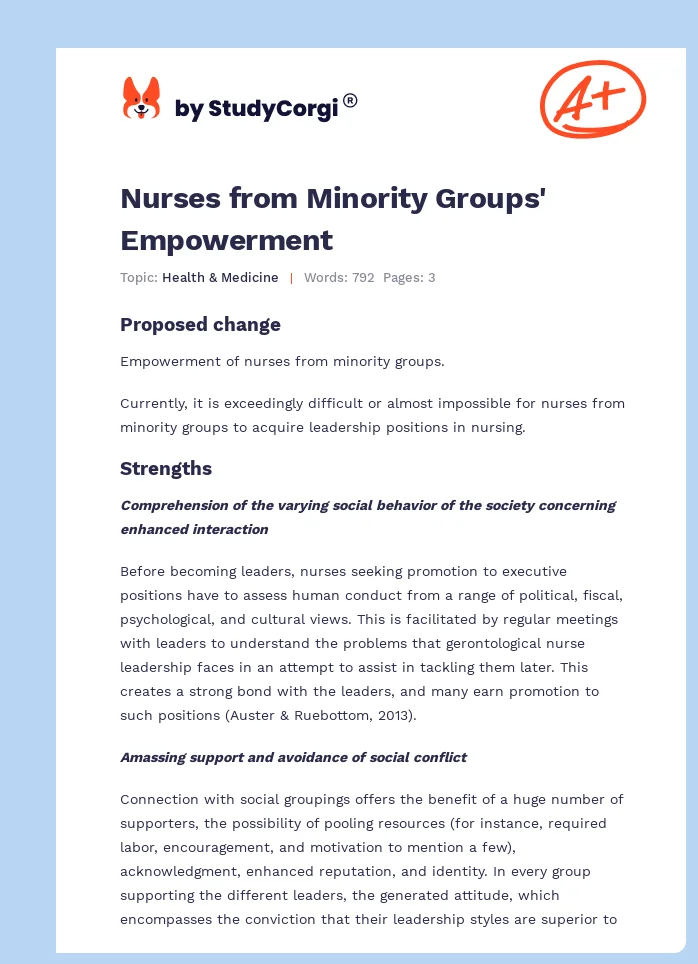 Nurses from Minority Groups' Empowerment. Page 1