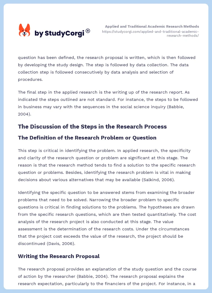 Applied and Traditional Academic Research Methods. Page 2
