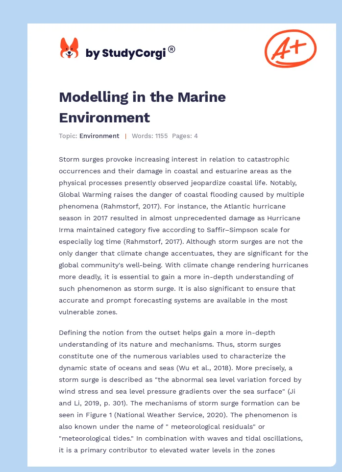 Modelling in the Marine Environment. Page 1