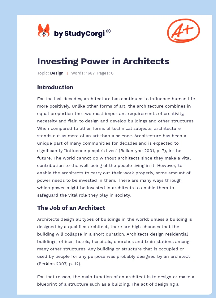 Investing Power in Architects. Page 1