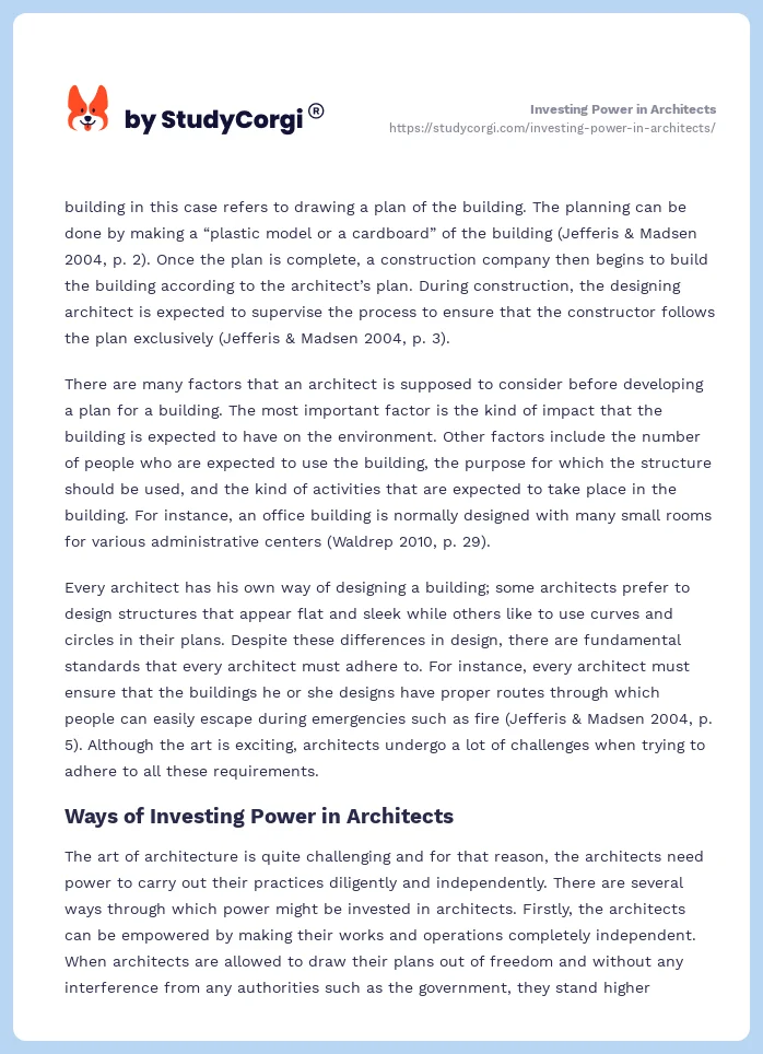 Investing Power in Architects. Page 2