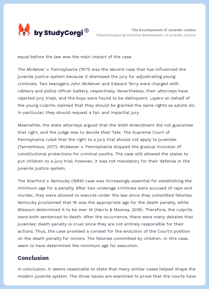 The Development of Juvenile Justice. Page 2
