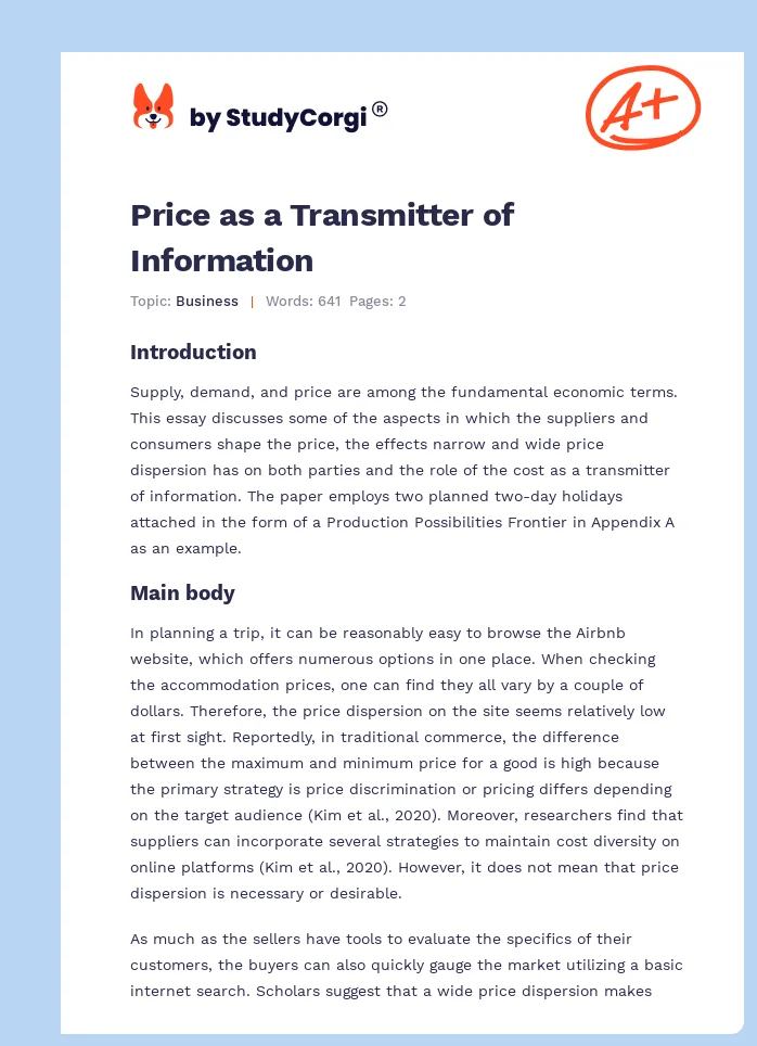Price as a Transmitter of Information. Page 1