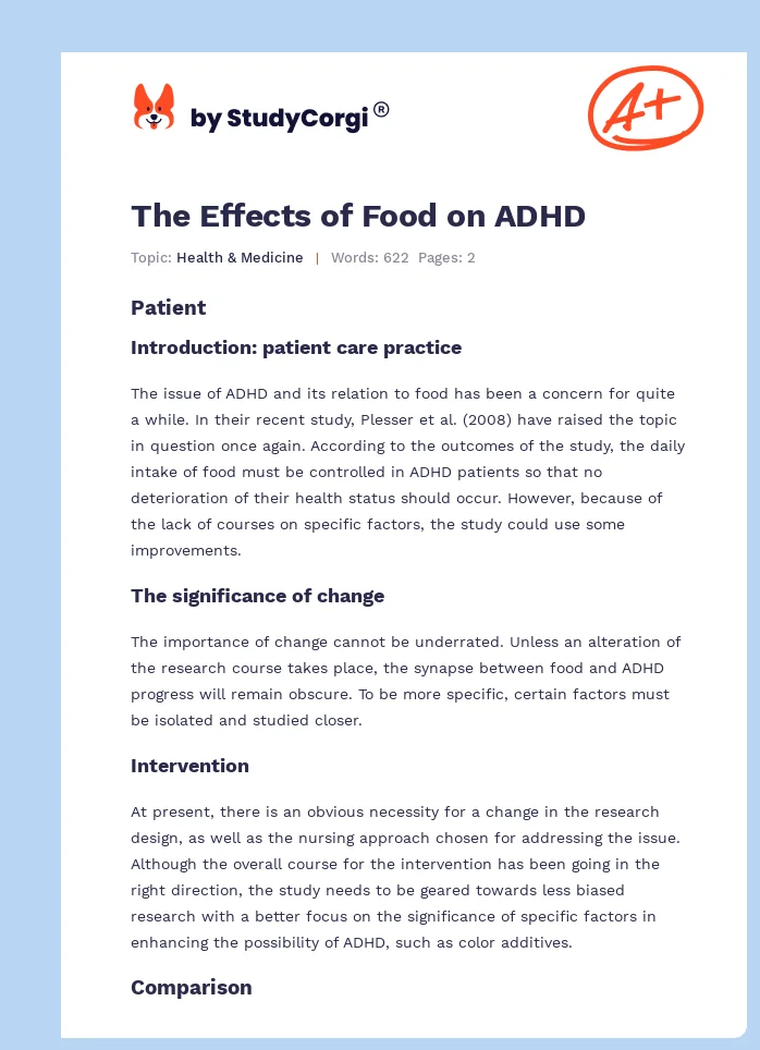 The Effects of Food on ADHD. Page 1