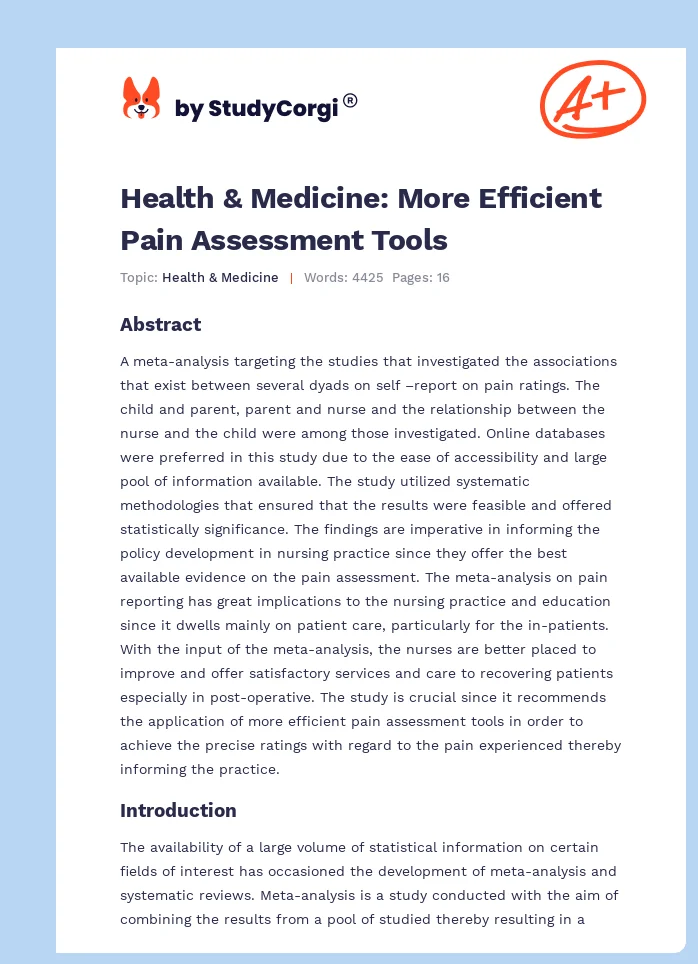 Health & Medicine: More Efficient Pain Assessment Tools. Page 1
