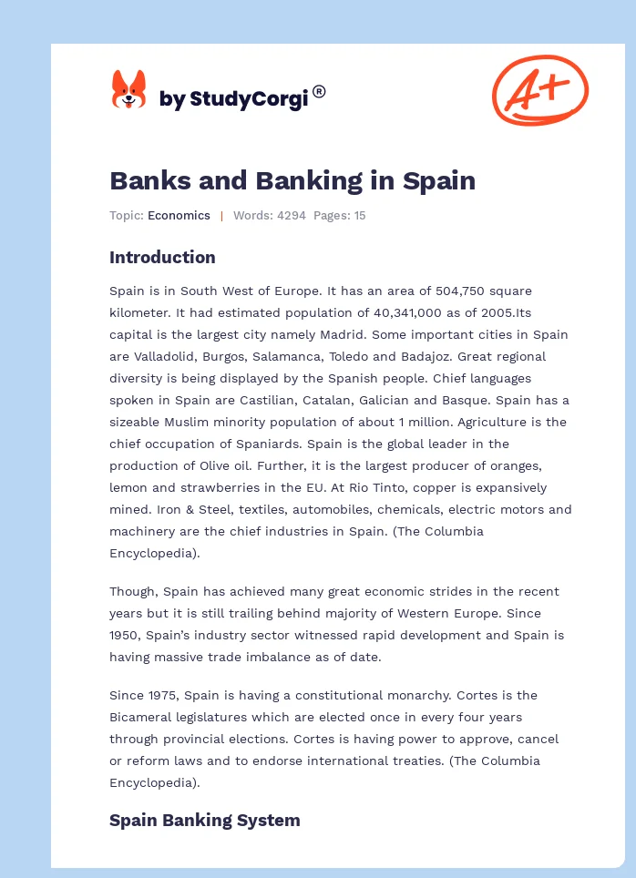 Banks and Banking in Spain. Page 1
