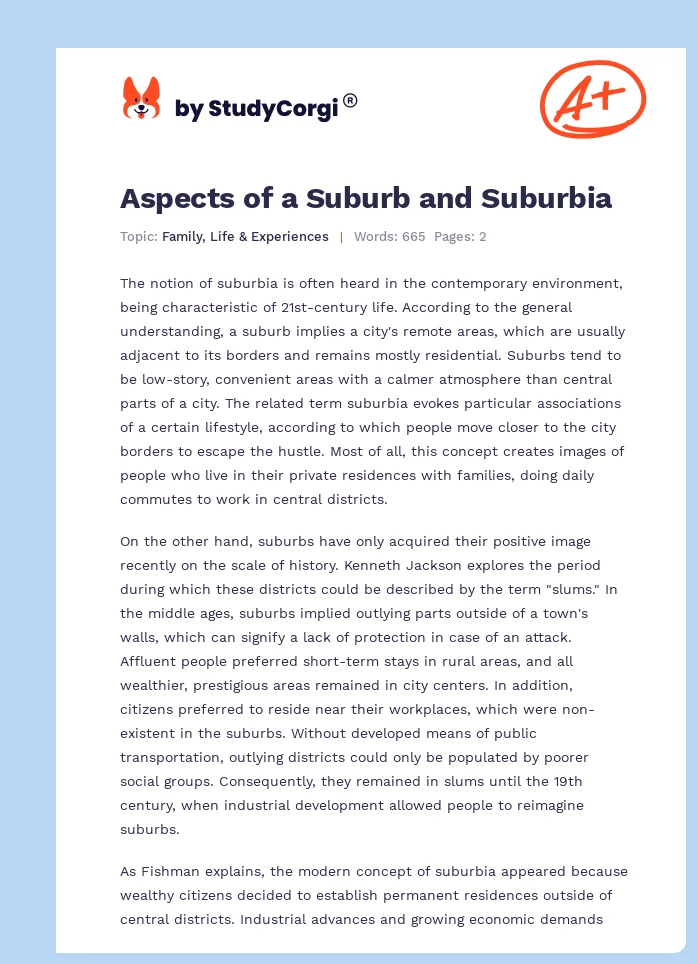 Aspects of a Suburb and Suburbia. Page 1