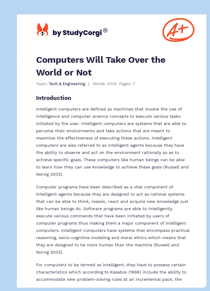 Computers Will Take Over the World or Not. Page 1
