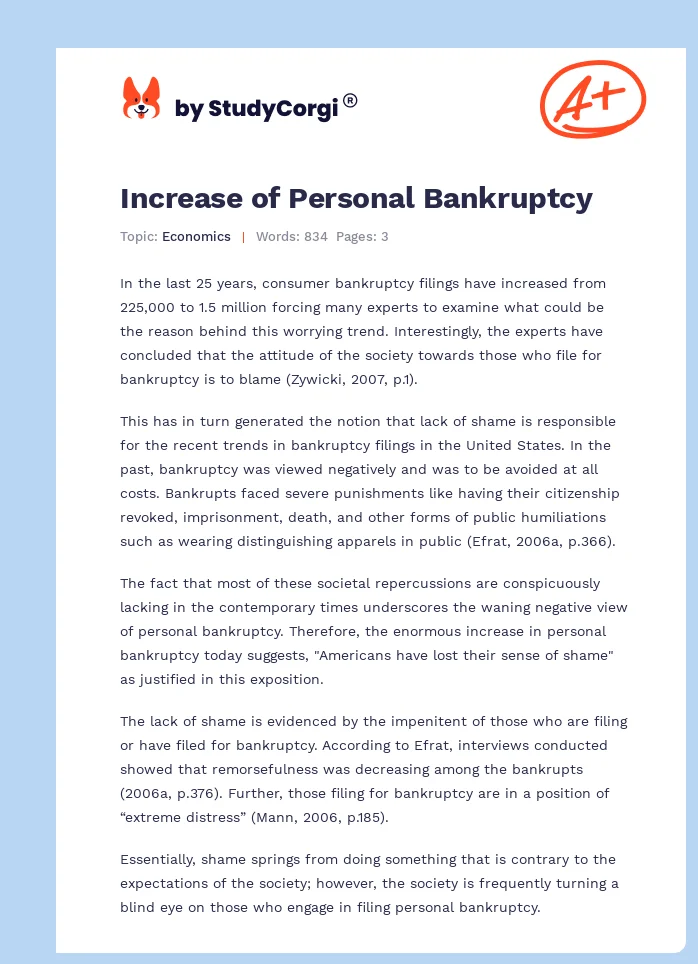 Increase of Personal Bankruptcy. Page 1