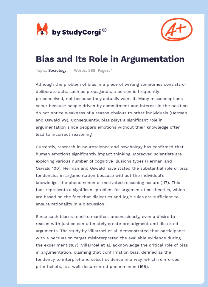 Bias and Its Role in Argumentation. Page 1
