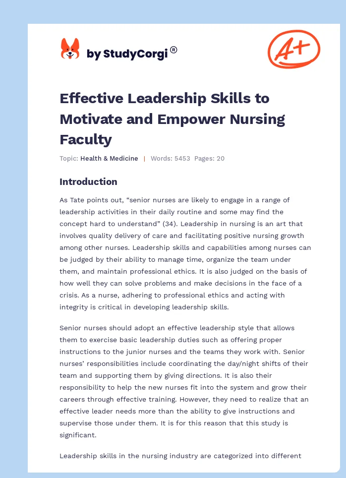 Effective Leadership Skills to Motivate and Empower Nursing Faculty. Page 1