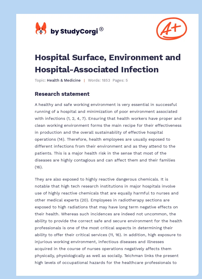 Hospital Surface, Environment and Hospital-Associated Infection. Page 1