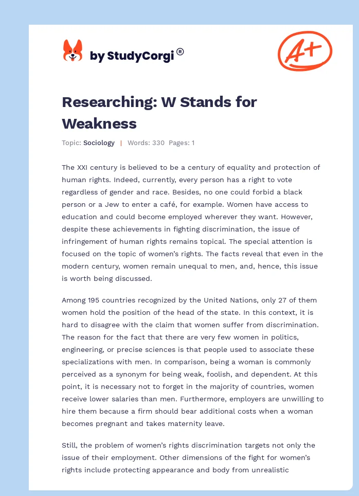 Researching: W Stands for Weakness. Page 1