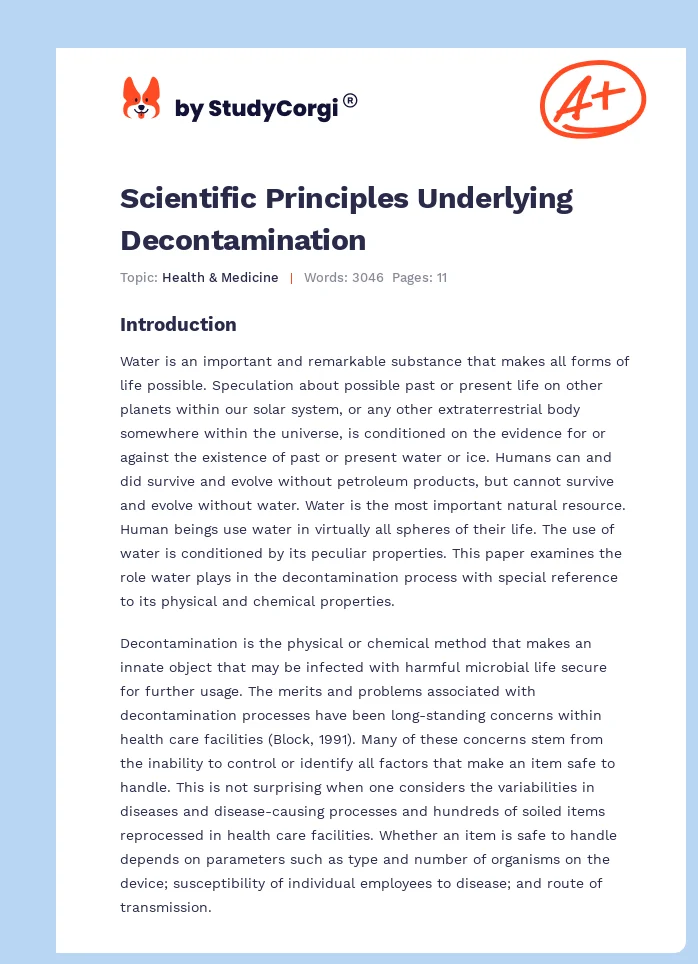 Scientific Principles Underlying Decontamination. Page 1